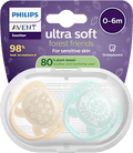 Schnuller ultra soft, forest friends Silikon, creme/mint, 0-6 Monate PHILIPS AVENT