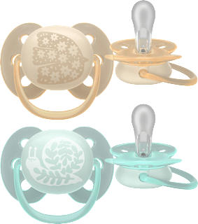 Schnuller ultra soft, forest friends Silikon, creme/mint, 0-6 Monate PHILIPS AVENT