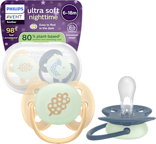 Schnuller ultra soft nighttime Silikon, beige/blau, 6-18 Monate PHILIPS AVENT