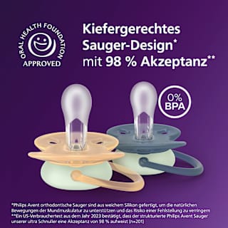 Schnuller ultra soft nighttime Silikon, beige/blau, 6-18 Monate PHILIPS AVENT