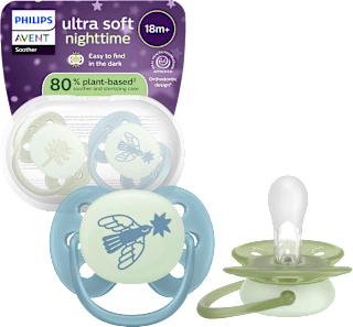 Schnuller ultra soft nighttime Silikon, grün/blau, ab 18 Monaten PHILIPS AVENT