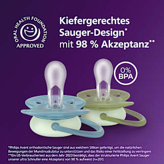 Schnuller ultra soft nighttime Silikon, grün/blau, ab 18 Monaten PHILIPS AVENT