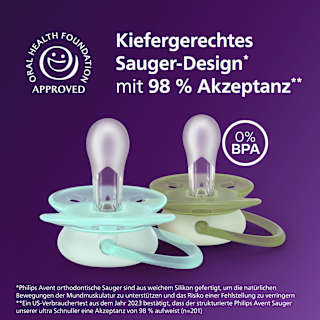 Schnuller ultra soft nighttime Silikon, türkis/grün, 0-6 Monate PHILIPS AVENT