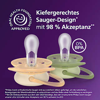 Schnuller ultra soft Silikon, beige/mint + grün/blau, 0-6 Monate PHILIPS AVENT