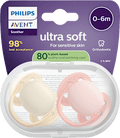 Schnuller ultra soft Silikon, beige/rosa, 0-6 Monate PHILIPS AVENT