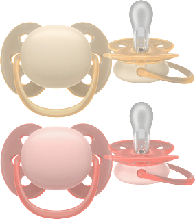 Schnuller ultra soft Silikon, beige/rosa, 0-6 Monate PHILIPS AVENT