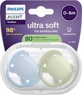 Schnuller ultra soft Silikon, blau/grün, 0-6 Monate PHILIPS AVENT