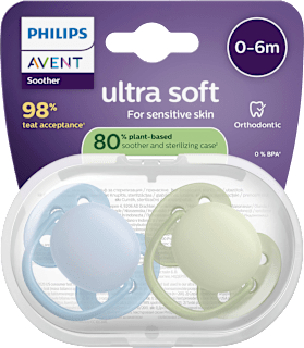 Schnuller ultra soft Silikon, blau/grün, 0-6 Monate PHILIPS AVENT
