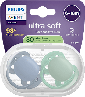 Schnuller ultra soft Silikon, grün/blau, 6-18 Monate PHILIPS AVENT