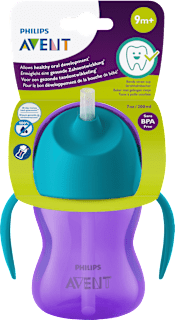 Trinkhalmbecher mit Griffen lila, ab 9. Monat, 200 ml PHILIPS AVENT
