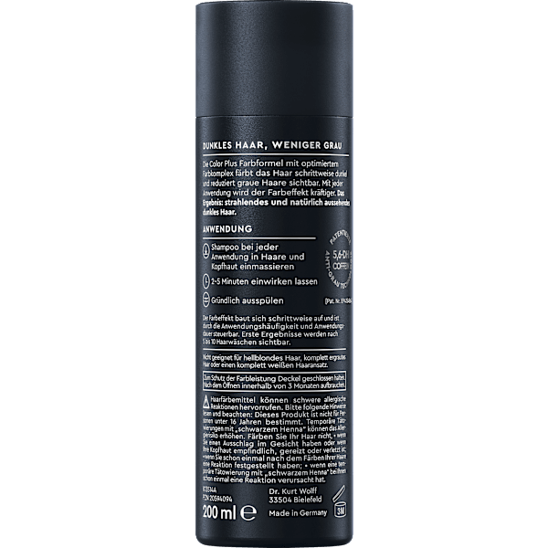 Farbshampoo Color Plus Dunkelbraun bis Schwarz Plantur