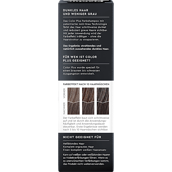 Farbshampoo Color Plus Dunkelbraun bis Schwarz Plantur