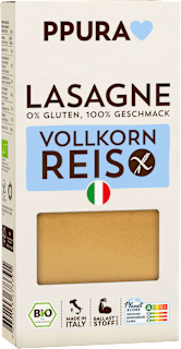 Nudeln, Lasagne aus Vollkornreis, glutenfrei PPURA
