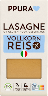 Nudeln, Lasagne aus Vollkornreis, glutenfrei PPURA