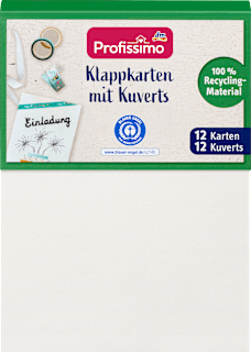 Klappkarten-Set mit Kuverts aus Recycling-Material, natur/weiß Profissimo