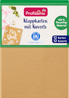 Klappkarten-Set mit Kuverts aus Recycling-Material, natur/weiß Profissimo