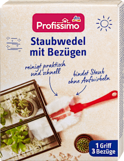 Staubwedel mit Bezügen, Set: 1 Griff + 3 Bezüge Profissimo