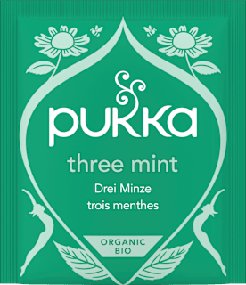 Kräutertee "Drei Minze" mit Pfefferminze, Grüner Minze & Ackerminze (20 Beutel) pukka