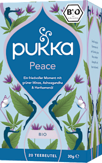 Kräutertee "Peace" mit Grüner Minze, Ashwagandha & Hanföl (20 Beutel) pukka