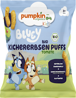 Kindersnack Bluey Kichererbsen Puffs Tomate ab 3 Jahren pumpkin organics