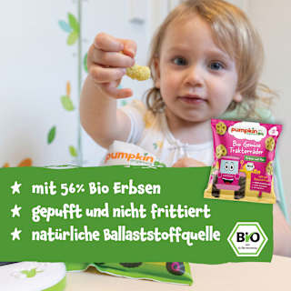 Kindersnack Gemüse Traktorräder Erbsen & Mais, ab 12. Monaten pumpkin organics
