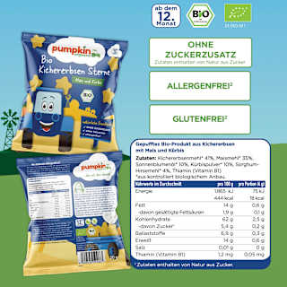 Kindersnack Kichererbsen Sterne mit Mais & Kürbis, ab 12 Monaten pumpkin organics