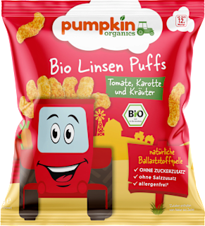 Kindersnack Linsen Puffs mit Tomate, Karotte & Kräutern ab 1 Jahr pumpkin organics