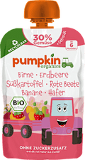 Quetschie Birne, Erdbeere, Süßkartoffel, Rote Beete, Banane & Hafer, ab 6 Monaten pumpkin organics