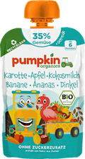 Quetschie Karotte, Apfel, Kokosmilch, Banane, Ananas & Dinkel ab 6 Monaten pumpkin organics