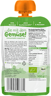 Quetschie Karotte, Mango, Kürbis, Birne & Dinkel ab 6 Monaten pumpkin organics