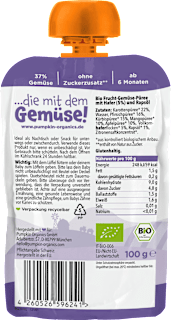 Quetschie Karotte, Pfirsich, Kürbis, Mango, Apfel & Hafer ab 6 Monaten pumpkin organics