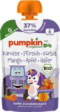 Quetschie Karotte, Pfirsich, Kürbis, Mango, Apfel & Hafer ab 6 Monaten pumpkin organics