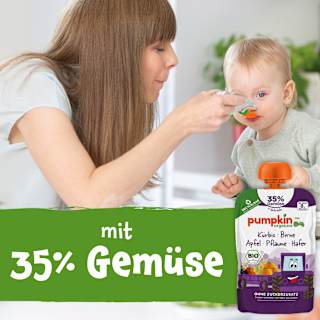 Quetschie Kürbis, Birne, Apfel, Pflaume, Hafer, ab dem 8. Monat pumpkin organics