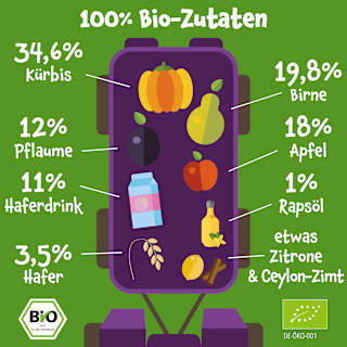 Quetschie Kürbis, Birne, Apfel, Pflaume, Hafer, ab dem 8. Monat pumpkin organics