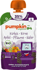 Quetschie Kürbis, Birne, Apfel, Pflaume, Hafer, ab dem 8. Monat pumpkin organics