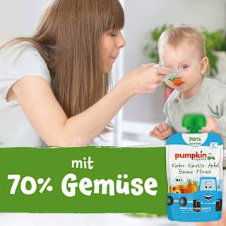 Quetschie Kürbis, Karotte, Apfel, Banane & Pfirsich, ab 6 Monaten pumpkin organics
