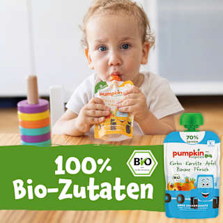 Quetschie Kürbis, Karotte, Apfel, Banane & Pfirsich, ab 6 Monaten pumpkin organics