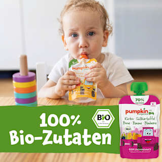 Quetschie Kürbis, Süßkartoffel, Birne, Banane & Blaubeere, ab 6 Monaten pumpkin organics