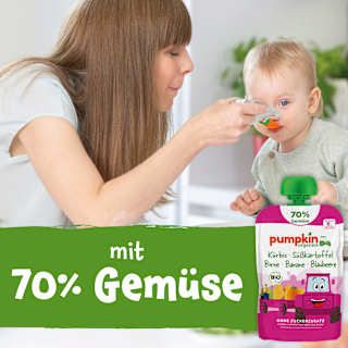 Quetschie Kürbis, Süßkartoffel, Birne, Banane & Blaubeere, ab 6 Monaten pumpkin organics