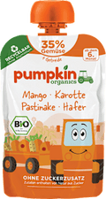 Quetschie Mango, Karotte, Pastinake und Hafer, ab 6 Monaten pumpkin organics