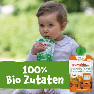 Quetschie Süßkartoffel, Karotte, Linsen, Brokkoli & Banane ab 8 Monaten pumpkin organics