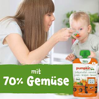 Quetschie Süßkartoffel, Karotte, Linsen, Brokkoli & Banane ab 8 Monaten pumpkin organics