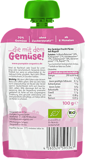 Quetschie Süßkartoffel, Kürbis, Karotte & Erdbeere ab 6 Monaten pumpkin organics