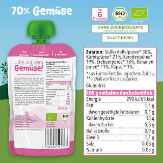Quetschie Süßkartoffel, Kürbis, Karotte & Erdbeere ab 6 Monaten pumpkin organics
