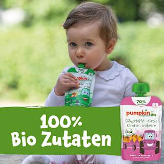 Quetschie Süßkartoffel, Kürbis, Karotte & Erdbeere ab 6 Monaten pumpkin organics