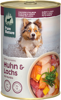Nassfutter Hund mit Huhn, Lachs, Rind & Kürbis Pure Nature