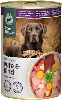 Nassfutter Hund mit Pute, Rind & Karotten Pure Nature