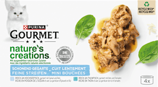 Nassfutter Katze mit Hochseefisch, Spinat & Reis, nature's creations, Multipack (4x85 g) Purina Gourmet