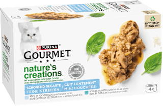 Nassfutter Katze mit Hochseefisch, Spinat & Reis, nature's creations, Multipack (4x85 g) Purina Gourmet