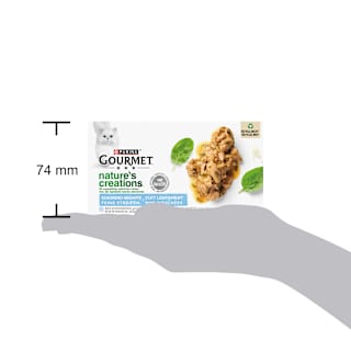 Nassfutter Katze mit Hochseefisch, Spinat & Reis, nature's creations, Multipack (4x85 g) Purina Gourmet